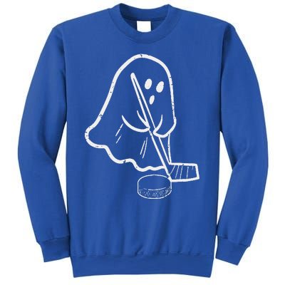 Ghost Playing Ice Hockey Pocket Halloween Costume Sports Sweatshirt