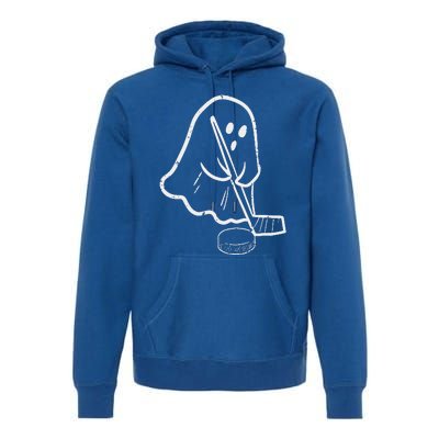 Ghost Playing Ice Hockey Pocket Halloween Costume Sports Premium Hoodie