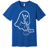 Ghost Playing Ice Hockey Pocket Halloween Costume Sports Premium T-Shirt