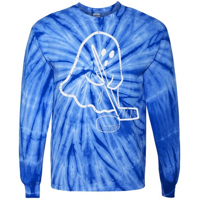 Ghost Playing Ice Hockey Pocket Halloween Costume Sports Tie-Dye Long Sleeve Shirt