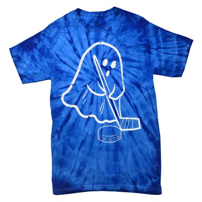 Ghost Playing Ice Hockey Pocket Halloween Costume Sports Tie-Dye T-Shirt