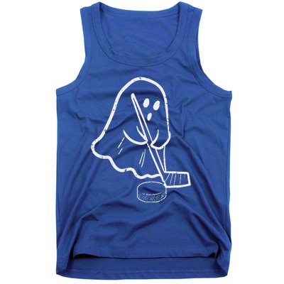 Ghost Playing Ice Hockey Pocket Halloween Costume Sports Tank Top