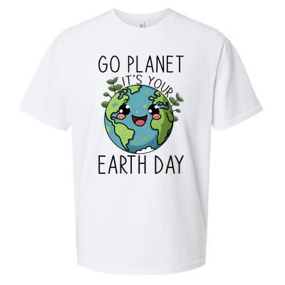 Go Planet Its Your Earth Day 2024 Teacher Cute Earth Sueded Cloud Jersey T-Shirt