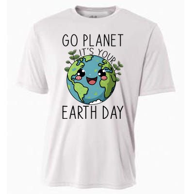 Go Planet Its Your Earth Day 2024 Teacher Cute Earth Cooling Performance Crew T-Shirt