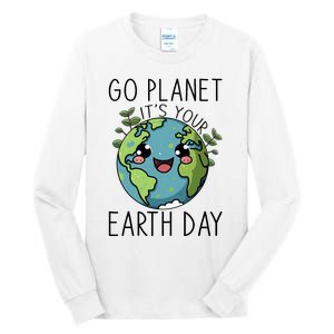 Go Planet Its Your Earth Day 2024 Teacher Cute Earth Tall Long Sleeve T-Shirt