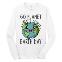 Go Planet Its Your Earth Day 2024 Teacher Cute Earth Tall Long Sleeve T-Shirt