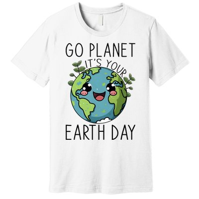 Go Planet Its Your Earth Day 2024 Teacher Cute Earth Premium T-Shirt