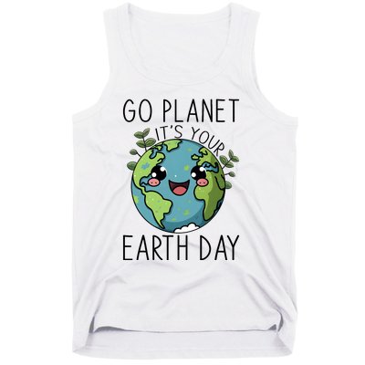 Go Planet Its Your Earth Day 2024 Teacher Cute Earth Tank Top