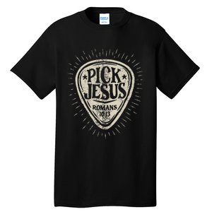 Guitar Pick Jesus Christian Music Guitarist Pastor Tall T-Shirt