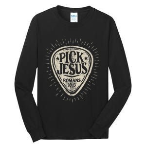 Guitar Pick Jesus Christian Music Guitarist Pastor Tall Long Sleeve T-Shirt