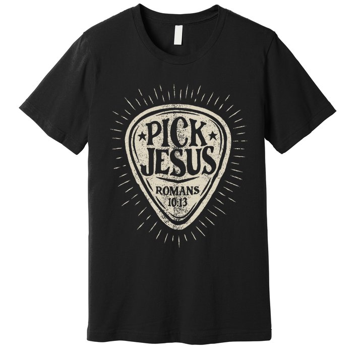 Guitar Pick Jesus Christian Music Guitarist Pastor Premium T-Shirt