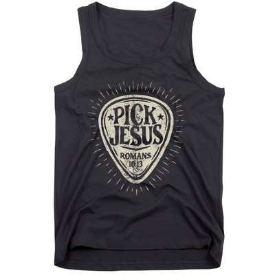 Guitar Pick Jesus Christian Music Guitarist Pastor Tank Top