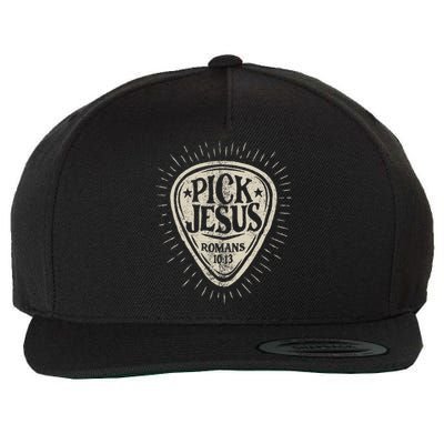 Guitar Pick Jesus Christian Music Guitarist Pastor Wool Snapback Cap