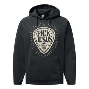 Guitar Pick Jesus Christian Music Guitarist Pastor Retro Performance Fleece Hoodie