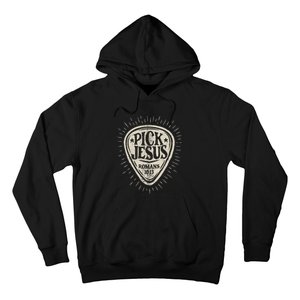 Guitar Pick Jesus Christian Music Guitarist Pastor Retro Hoodie