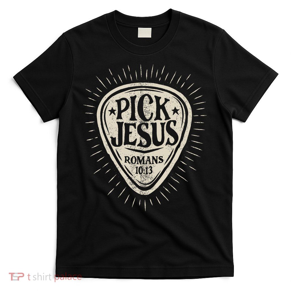 Guitar Pick Jesus Christian Music Guitarist Pastor Retro T-Shirt