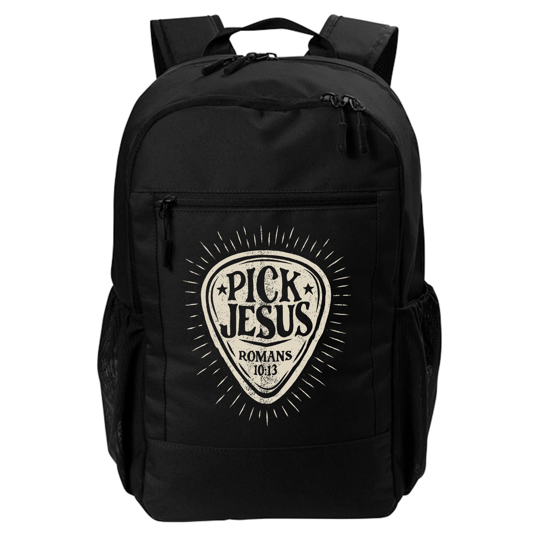 Guitar Pick Jesus Christian Music Guitarist Pastor Retro Backpack