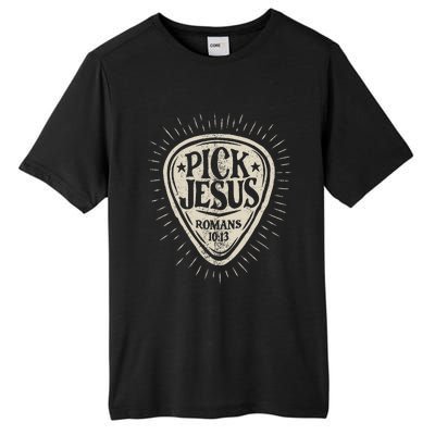 Guitar Pick Jesus Christian Music Guitarist Pastor Retro Tall Fusion ChromaSoft Performance T-Shirt