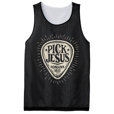 Guitar Pick Jesus Christian Music Guitarist Pastor Retro Mesh Reversible Basketball Jersey Tank