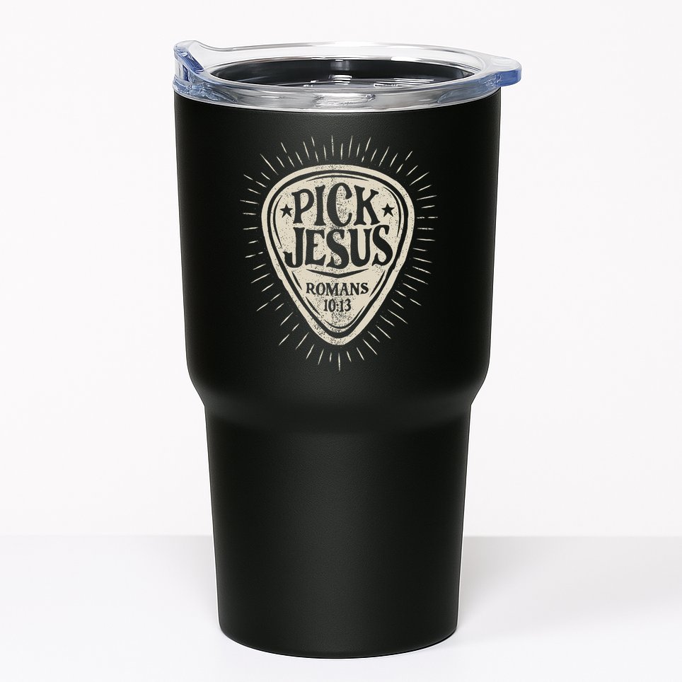 Guitar Pick Jesus Christian Music Guitarist Pastor Retro Tumbler