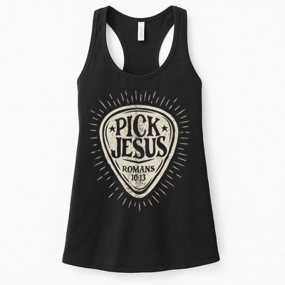 Guitar Pick Jesus Christian Music Guitarist Pastor Retro Womens Tank Top