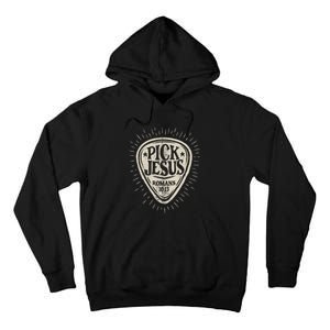 Guitar Pick Jesus Christian Music Guitarist Pastor Retro Tall Hoodie