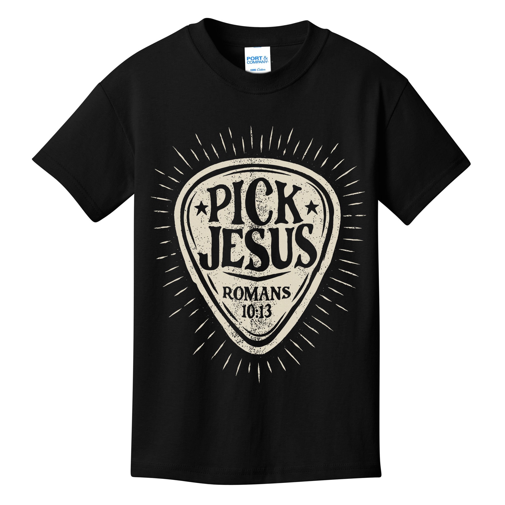 Guitar Pick Jesus Christian Music Guitarist Pastor Retro Kids T-Shirt