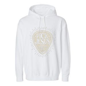 Guitar Pick Jesus Christian Music Guitarist Pastor Retro Garment-Dyed Fleece Hoodie