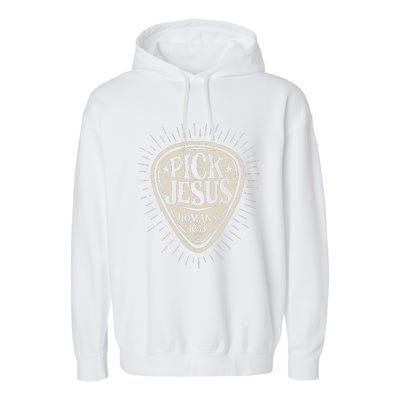 Guitar Pick Jesus Christian Music Guitarist Pastor Retro Garment-Dyed Fleece Hoodie