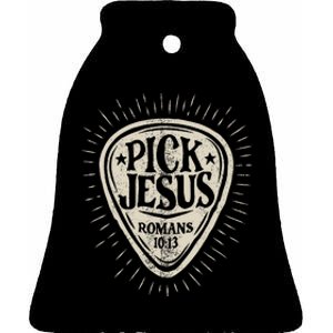 Guitar Pick Jesus Christian Music Guitarist Pastor Retro Ceramic Bell Ornament