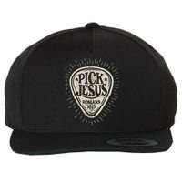 Guitar Pick Jesus Christian Music Guitarist Pastor Retro Wool Snapback Cap