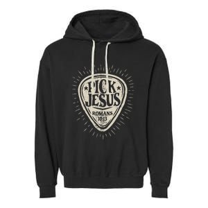 Guitar Pick Jesus Christian Music Guitarist Pastor Retro Garment-Dyed Fleece Hoodie