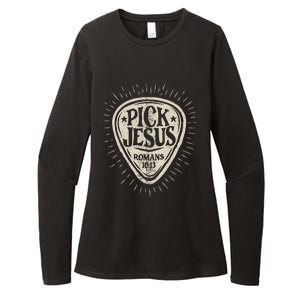 Guitar Pick Jesus Christian Music Guitarist Pastor Retro Womens CVC Long Sleeve Shirt