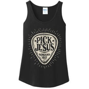 Guitar Pick Jesus Christian Music Guitarist Pastor Retro Ladies Essential Tank