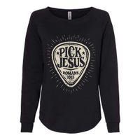 Guitar Pick Jesus Christian Music Guitarist Pastor Retro Womens California Wash Sweatshirt