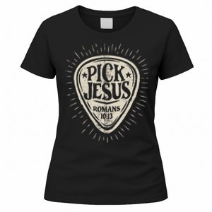 Guitar Pick Jesus Christian Music Guitarist Pastor Retro Women's T-Shirt