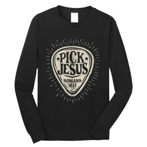 Guitar Pick Jesus Christian Music Guitarist Pastor Long Sleeve Shirt