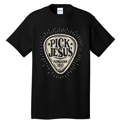 Guitar Pick Jesus Christian Music Guitarist Pastor Tall T-Shirt