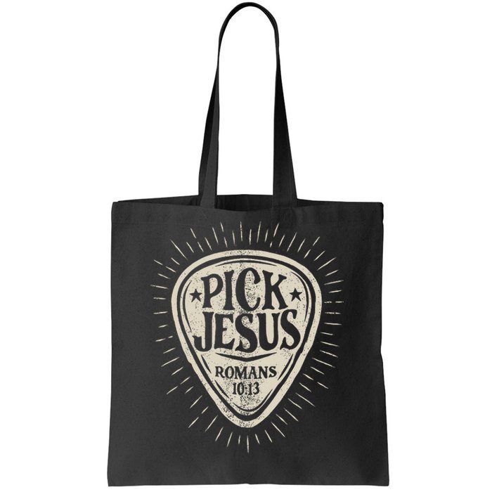 Guitar Pick Jesus Christian Music Guitarist Pastor Tote Bag