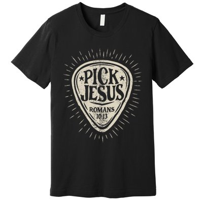 Guitar Pick Jesus Christian Music Guitarist Pastor Premium T-Shirt