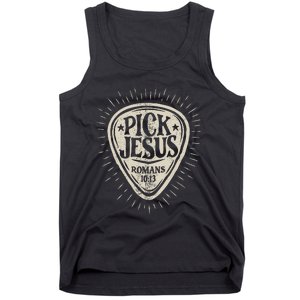 Guitar Pick Jesus Christian Music Guitarist Pastor Tank Top