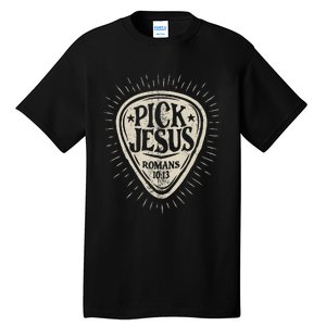 Guitar Pick Jesus Christian Music Guitarist Pastor Retro Tall T-Shirt