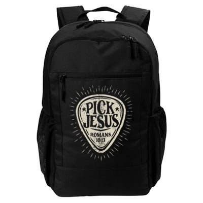 Guitar Pick Jesus Christian Music Guitarist Pastor Retro Daily Commute Backpack