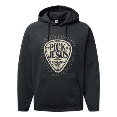 Guitar Pick Jesus Christian Music Guitarist Pastor Retro Performance Fleece Hoodie