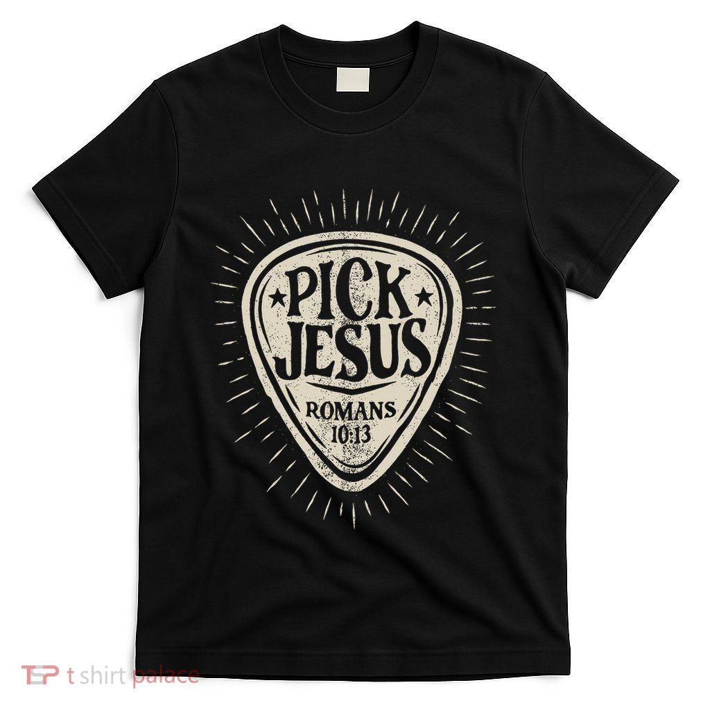 Guitar Pick Jesus Christian Music Guitarist Pastor Retro T-Shirt