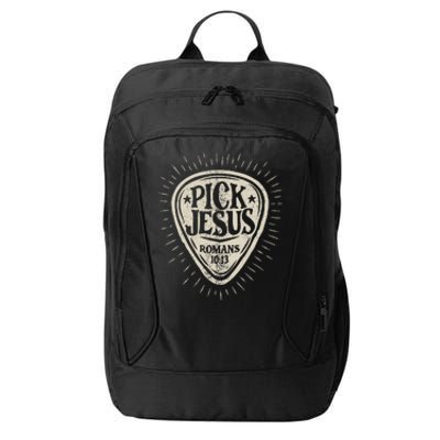 Guitar Pick Jesus Christian Music Guitarist Pastor Retro City Backpack