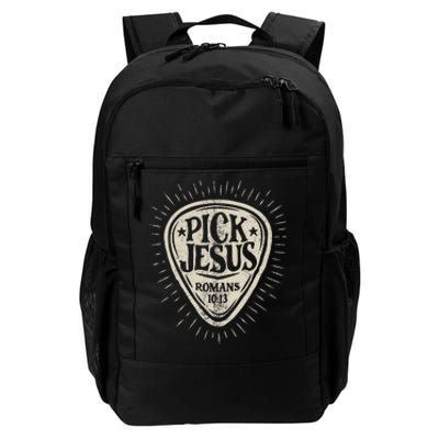 Guitar Pick Jesus Christian Music Guitarist Pastor Retro Daily Commute Backpack