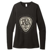 Guitar Pick Jesus Christian Music Guitarist Pastor Retro Womens CVC Long Sleeve Shirt