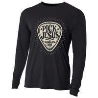 Guitar Pick Jesus Christian Music Guitarist Pastor Retro Cooling Performance Long Sleeve Crew