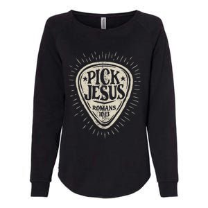 Guitar Pick Jesus Christian Music Guitarist Pastor Retro Womens California Wash Sweatshirt